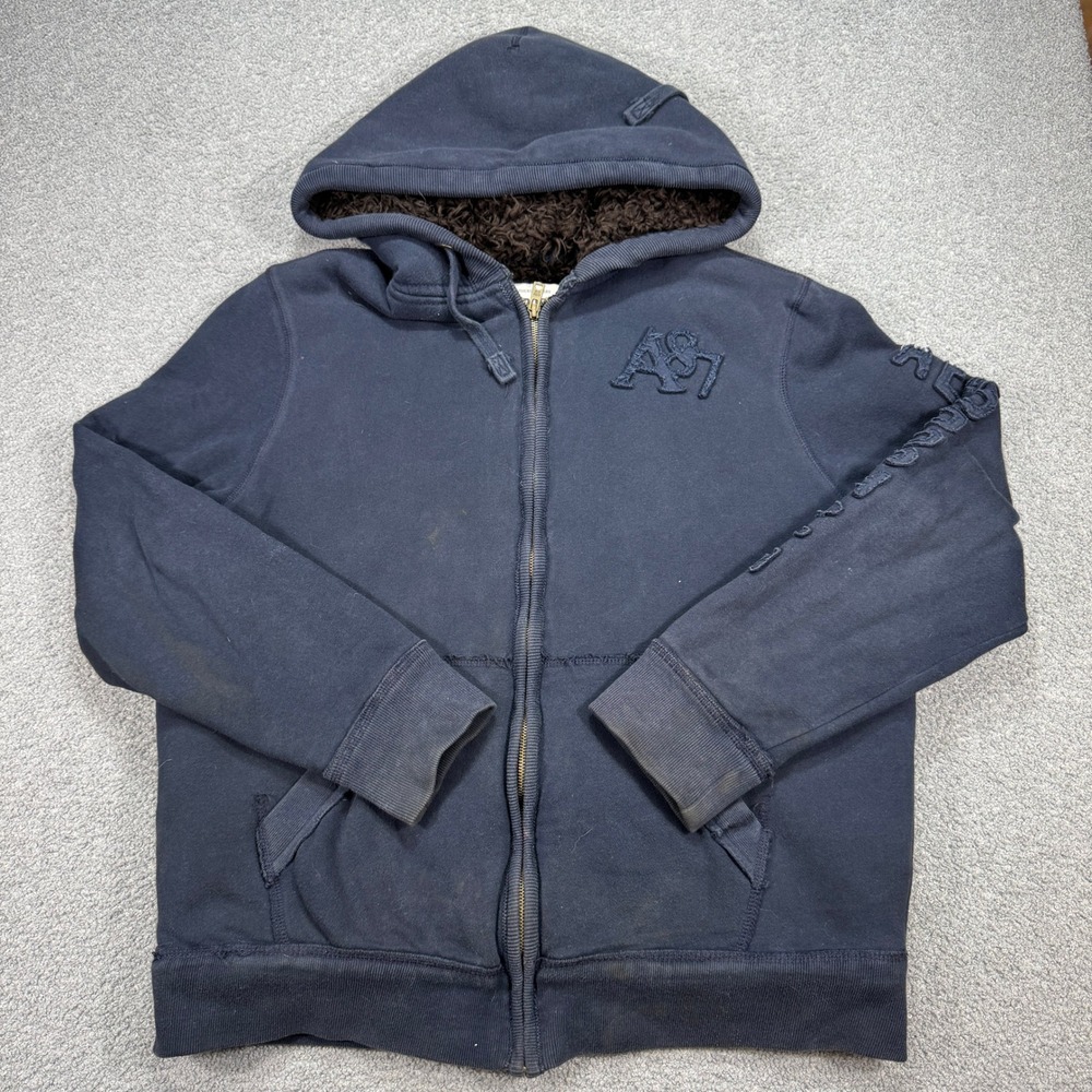 Aeropostale A87 Hoodie Men's XL Navy Blue Sherpa Lined Heavyweight Skater Y2K
